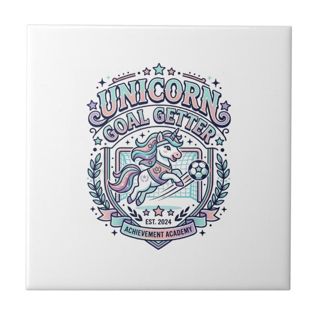 Unicorn Goal Getter Retro Style Graphic Tee Design Tile (Front)