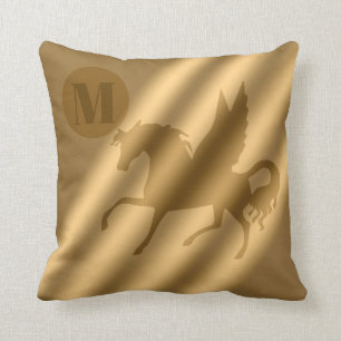 Unicorn Gold Luxury Monogram Throw Pillow