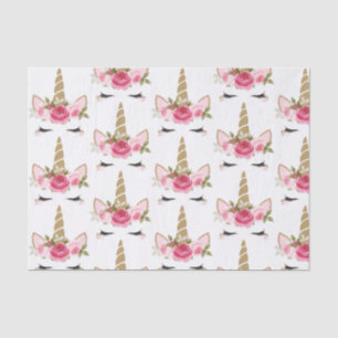 Unicorn Gold Pink Floral Cute Trendy Tissue Paper