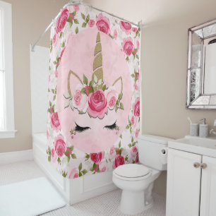 Unicorn Gold Pink Floral Roses Cute Trendy  Shower
