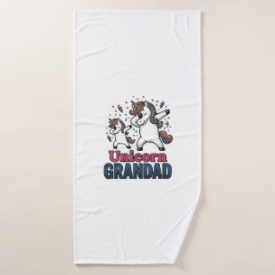 Unicorn Grandad Vintage Engraving Shirt Design_1 Bath Towel