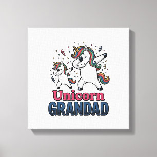 Unicorn Grandad Vintage Engraving Shirt Design_1 Canvas Print