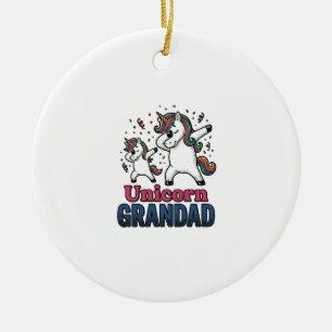 Unicorn Grandad Vintage Engraving Shirt Design_1 Ceramic Ornament