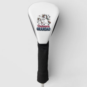 Unicorn Grandad Vintage Engraving Shirt Design_1 Golf Head Cover