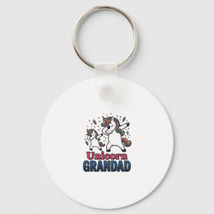 Unicorn Grandad Vintage Engraving Shirt Design_1 Keychain