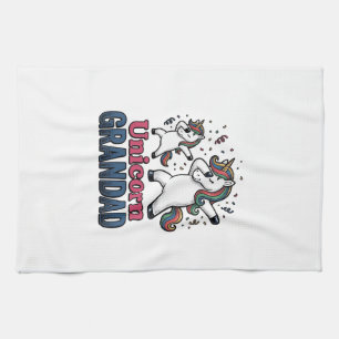 Unicorn Grandad Vintage Engraving Shirt Design_1 Kitchen Towel