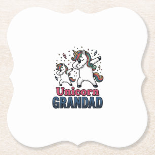 Unicorn Grandad Vintage Engraving Shirt Design_1 Paper Coaster