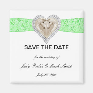 Unicorn Green Lace Save The Date Magnet