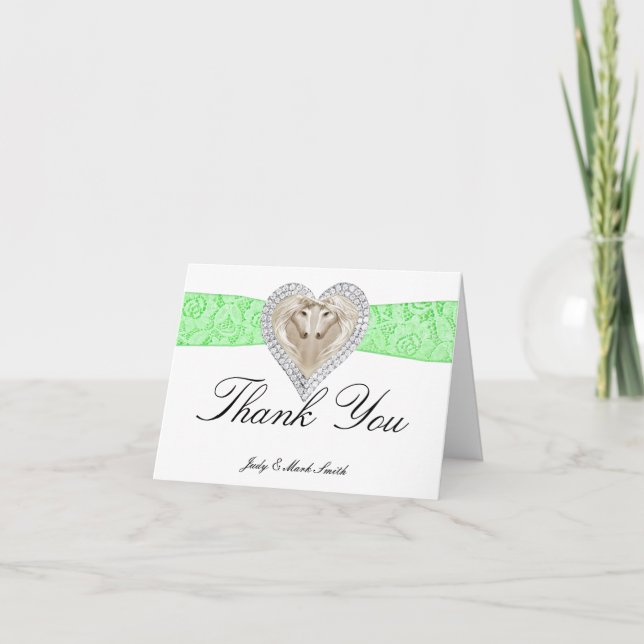 Unicorn Green Lace Thank You Card (Front)