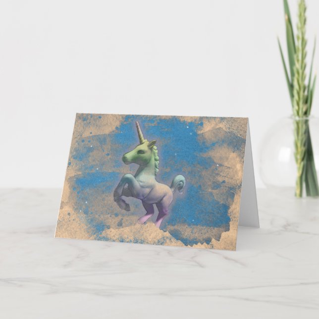 Unicorn Greeting Card (Sandy Blue) (Front)
