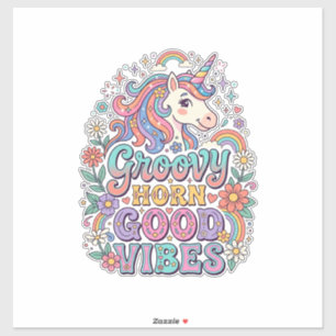 Unicorn Groovy Horn Good Vibes Charming POD Artwor