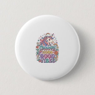 Unicorn Groovy Horn Good Vibes Charming POD Artwor 2 Inch Round Button