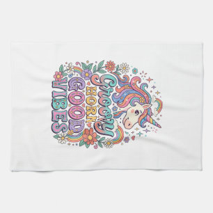 Unicorn Groovy Horn Good Vibes Charming POD Artwor Kitchen Towel
