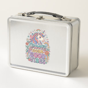 Unicorn Groovy Horn Good Vibes Charming POD Artwor Metal Lunch Box