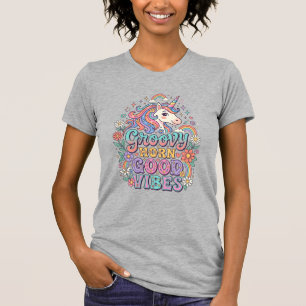 Unicorn Groovy Horn Good Vibes Charming POD Artwor T-Shirt