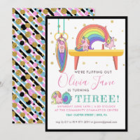 Unicorn Gymnastics Birthday Party Invitation