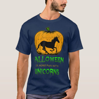 Unicorn Halloween Pumpkin Jack O Lantern Horse Pon T-Shirt