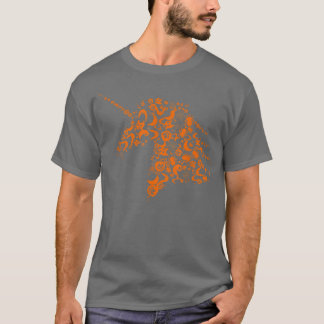Unicorn Halloween Silhouette Icon Pattern Pumpkin  T-Shirt