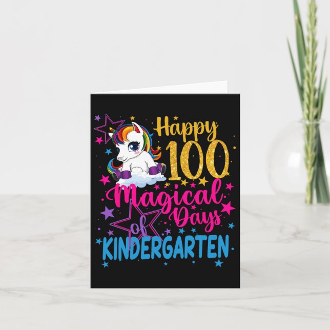 Unicorn Happy 100 Magical Days Of Kinder  Card (Front)