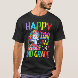 Unicorn Happy 100th Day Of 2nd Grade For Kids Boys T-Shirt