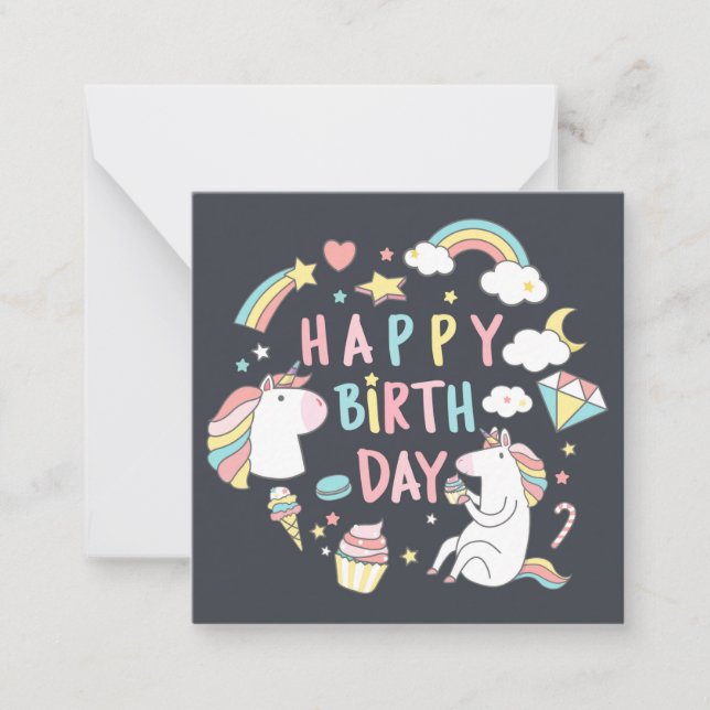 Unicorn Happy Birthday Card (Front)