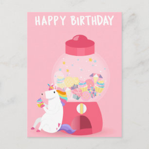 Unicorn Happy Birthday Postcard