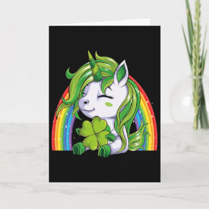 Unicorn Happy St Patricks Day Irish Rainbow Shamro Card