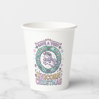 Unicorn Have a Very Unicorn Christmas Bold Typogra Paper Cups