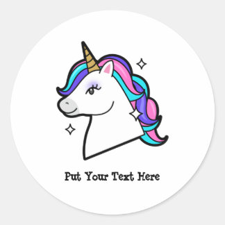 Unicorn Head clipart | Girl Unicorn Clipart Classic Round Sticker