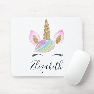 Unicorn Head Cute Personalized Custom Name Quote Mouse Pad