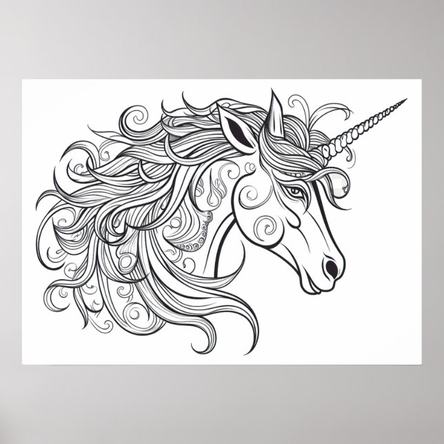  Unicorn Head Drawing  Poster (Front)