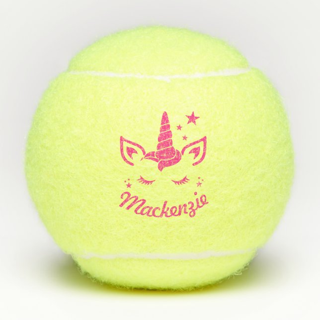 Unicorn Head Personalized Kids Name Tennis Balls (Front)