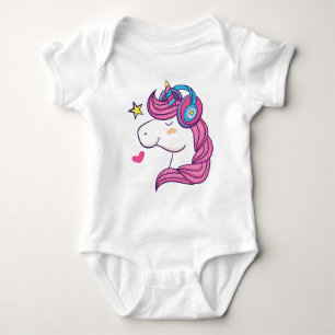 Unicorn headphone baby bodysuit
