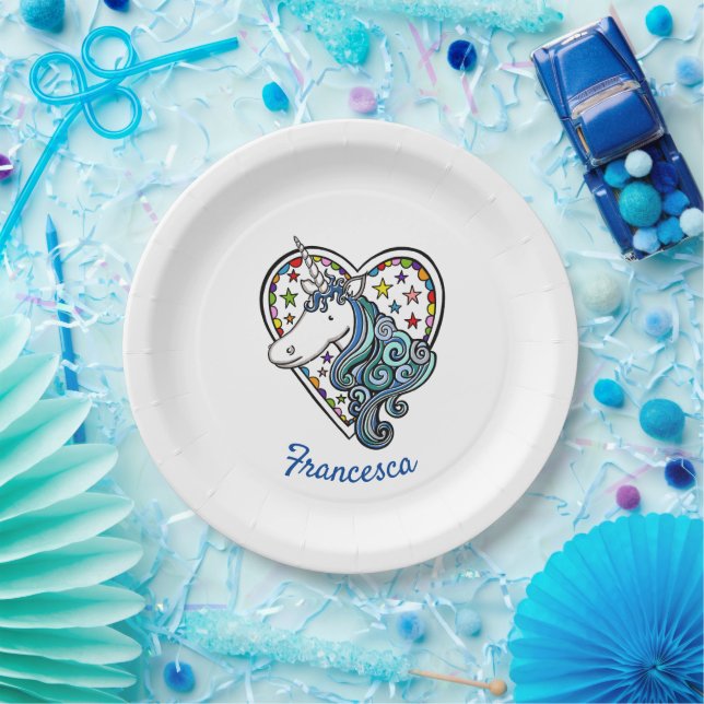 Unicorn Heart Paper Plate (Party)