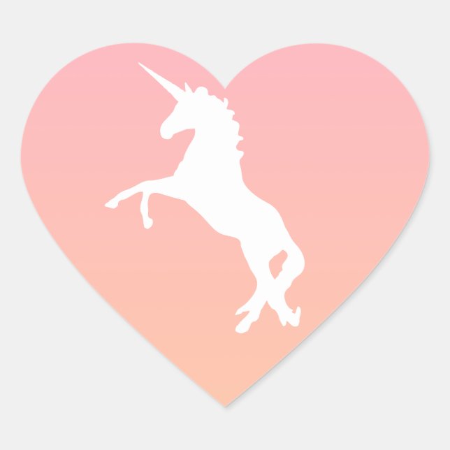 Unicorn Heart Pastel Pink Orange Colour Party Favo Heart Sticker (Front)