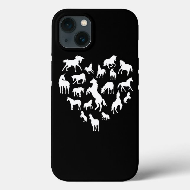 Unicorn HeartShaped Silhouette Gift for Girls Case-Mate iPhone Case (Back)