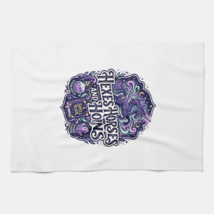 Unicorn Hexes Horses and Horns POD Ready POD Artwo Kitchen Towel