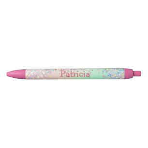 Unicorn Holographic Glitter  Black Ink Pen