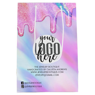 Unicorn Holographic Glitter Customer Business Medium Gift Bag