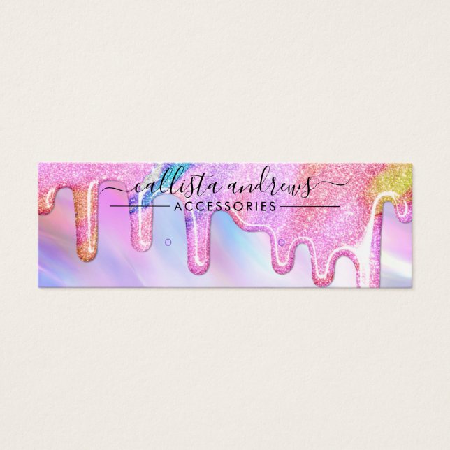 Unicorn Holographic Glitter Drips Earring Display (Front)