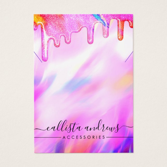Unicorn Holographic Glitter Drips Necklace Display (Front)