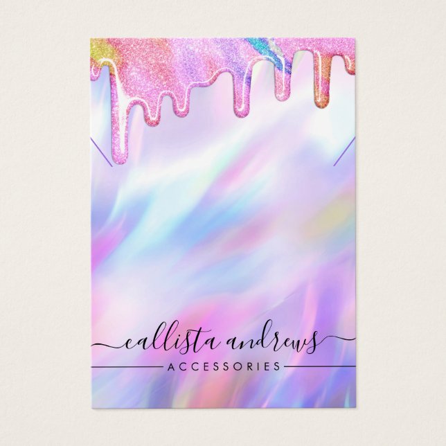 Unicorn Holographic Glitter Drips Necklace Display (Front)