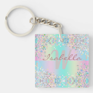 Unicorn Holographic Glitter Keychain