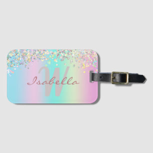 Unicorn Holographic Glitter Luggage Tag
