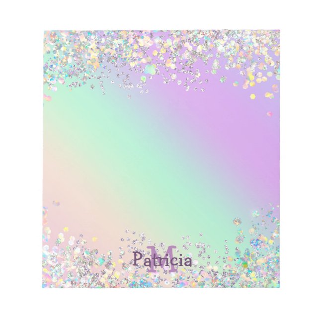 Unicorn Holographic Glitter Notepad (Front)