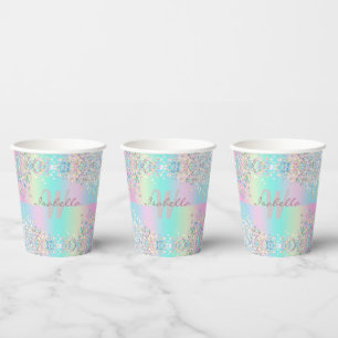 Unicorn Holographic Glitter Paper Cups