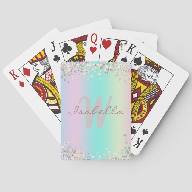 Unicorn Holographic Glitter Playing Cards (Back)