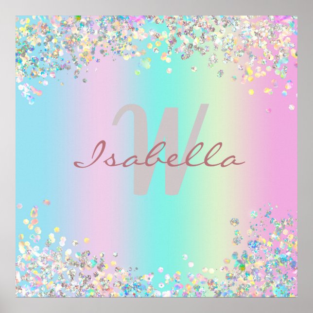 Unicorn Holographic Glitter Poster (Front)