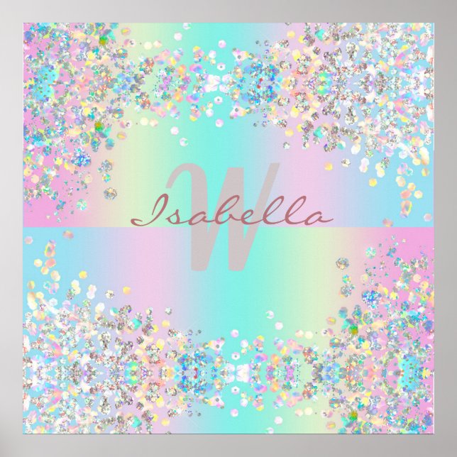 Unicorn Holographic Glitter Poster (Front)