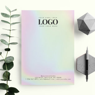 Unicorn Holographic Pastel Your Custom Logo Here Letterhead